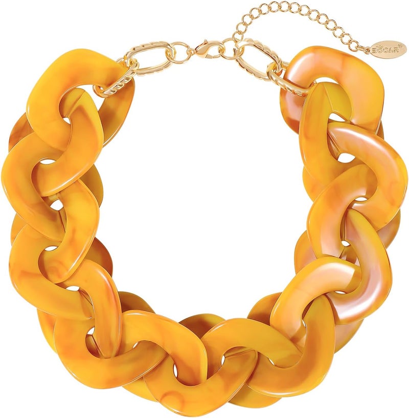 Bocar Statement Chunky Acrylic Cuban Choker Necklace Fashion Bib Collar Chain Necklace for Women(NK-10666) - Image 1